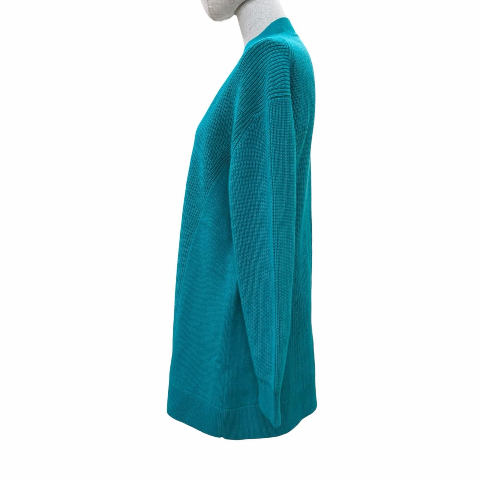 Hermes Cashmere Series Button Oversize Long Sleeve Knit Cardigan Blue Green 34 — view 2
