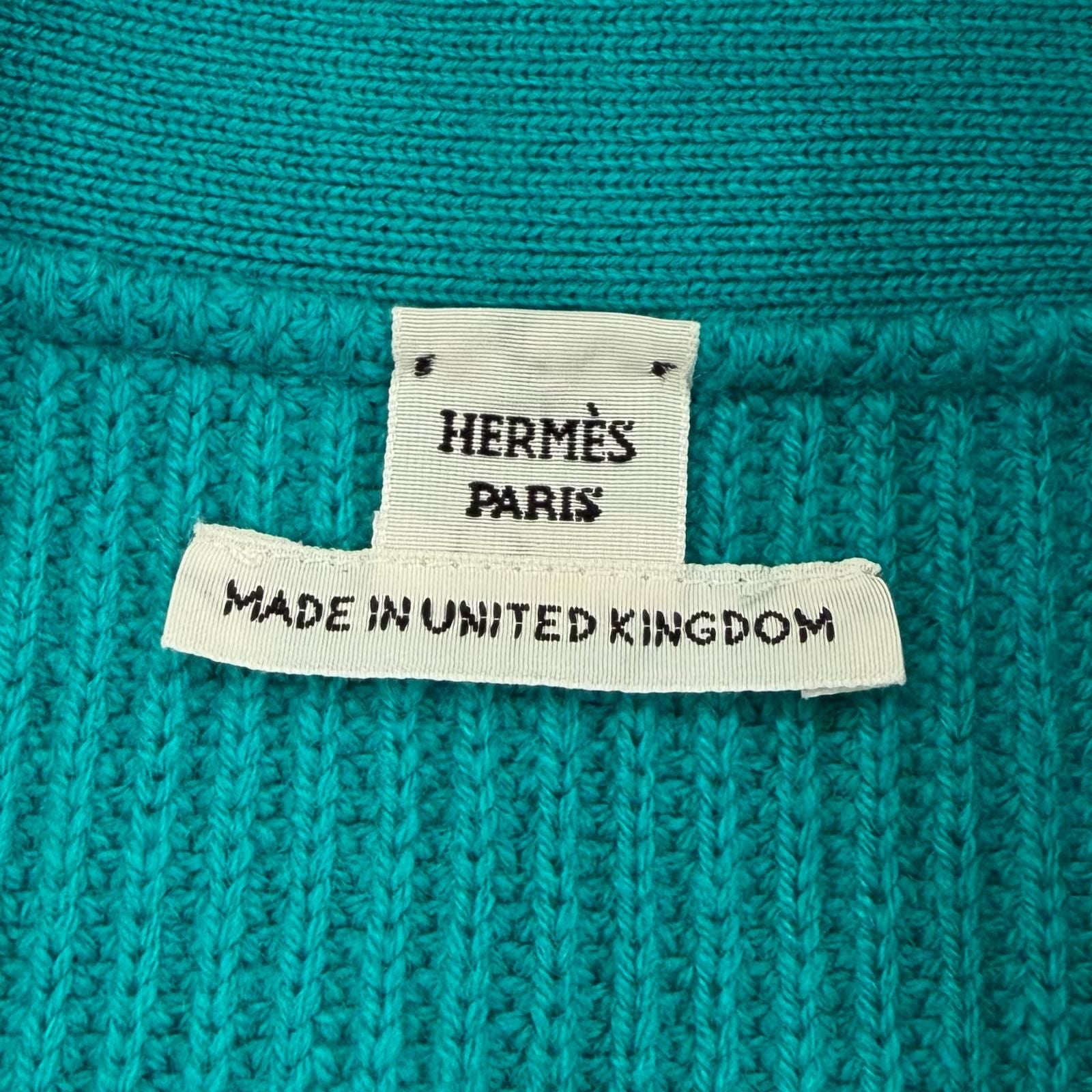 Hermes Cashmere Series Button Oversize Long Sleeve Knit Cardigan Blue Green 34 — view 6