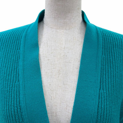 Hermes Cashmere Series Button Oversize Long Sleeve Knit Cardigan Blue Green 34 — view 4