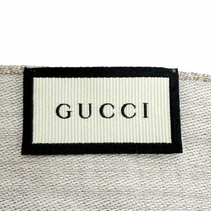 Gucci Wool Silk GG Jacquard Mini Fringe Shawl Beige 180 45 Recommended Scarf — view 6
