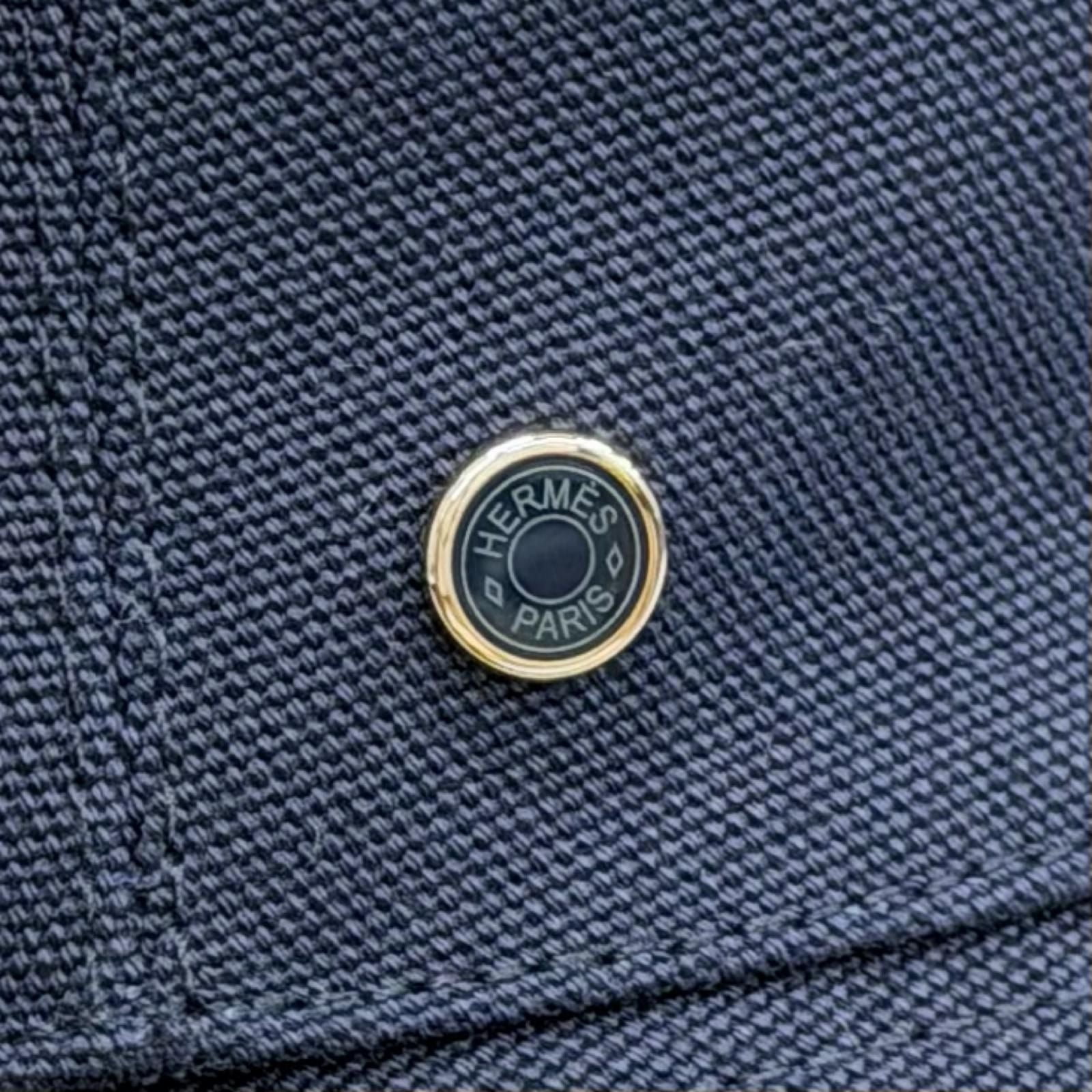 Hermes Eden Cotton 100% Series Parts Bucket Hat Navy 57 Recommended — view 7