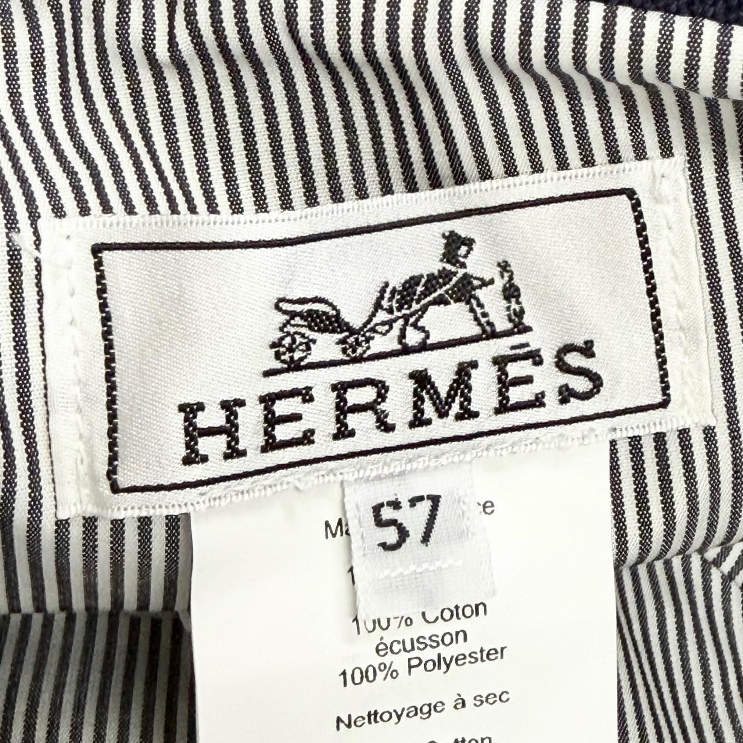 Hermes Eden Cotton 100% Series Parts Bucket Hat Navy 57 Recommended — view 9
