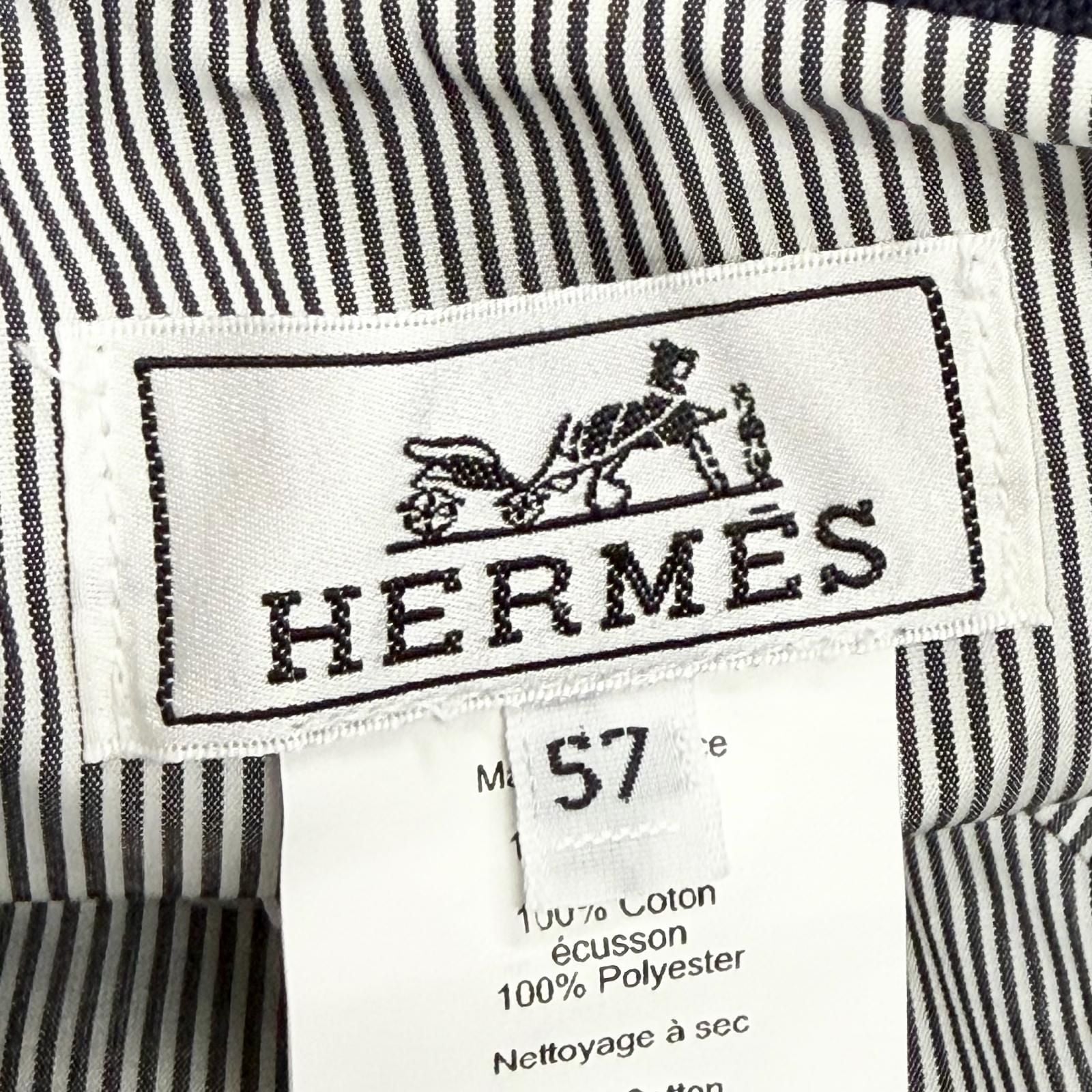 Hermes Eden Cotton 100% Series Parts Bucket Hat Navy 57 Recommended — view 9