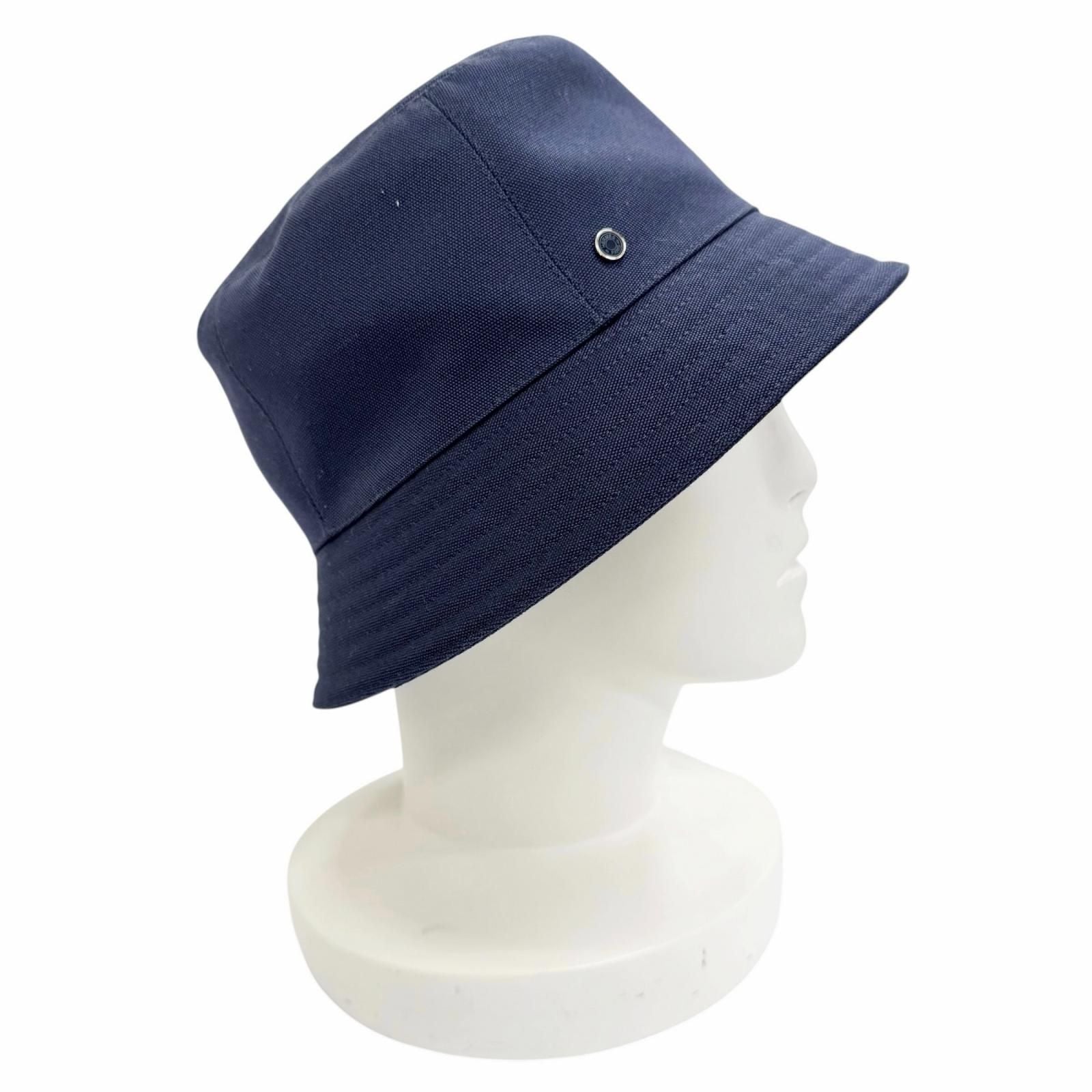 Hermes Eden Cotton 100% Series Parts Bucket Hat Navy 57 Recommended — view 4