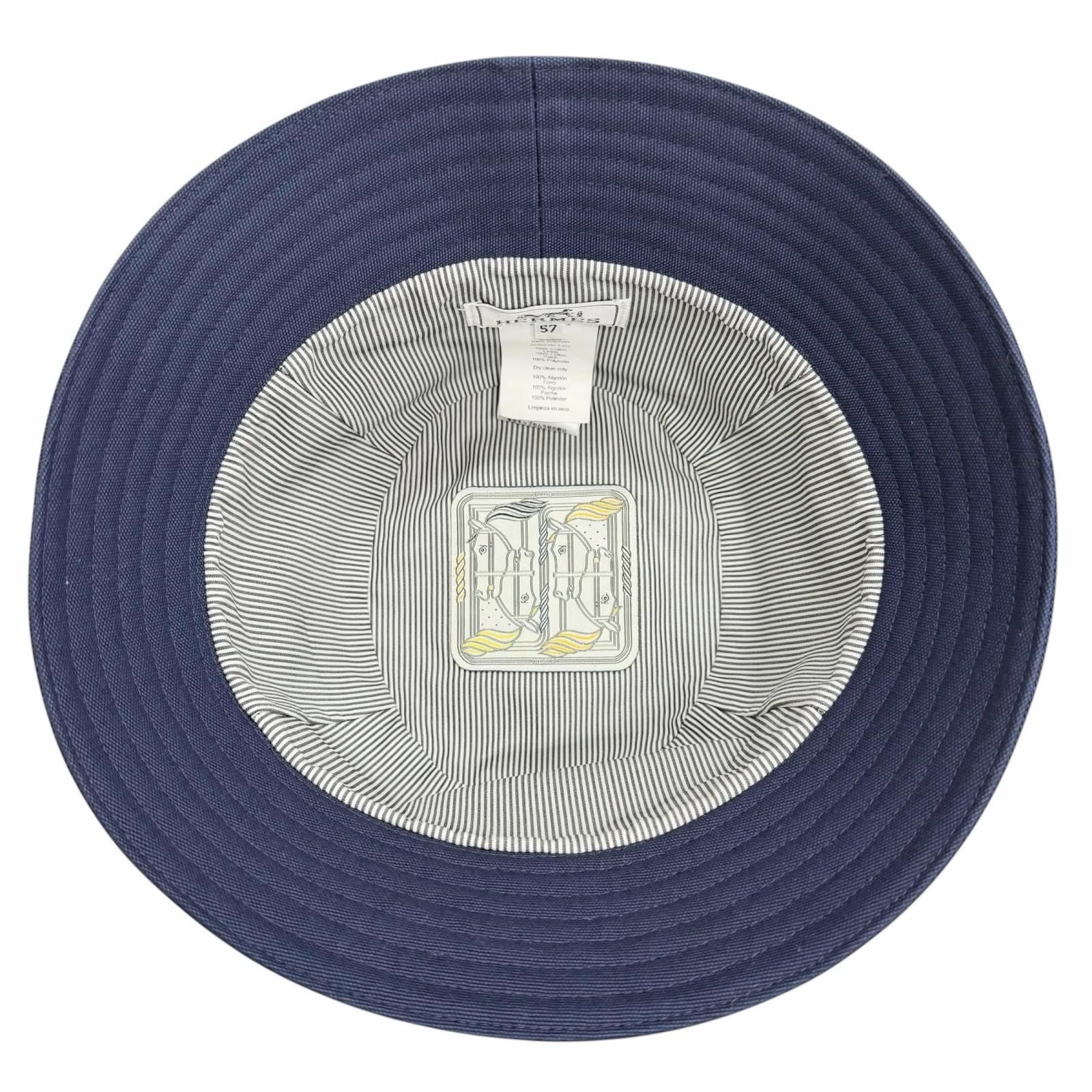 Hermes Eden Cotton 100% Series Parts Bucket Hat Navy 57 Recommended — view 6