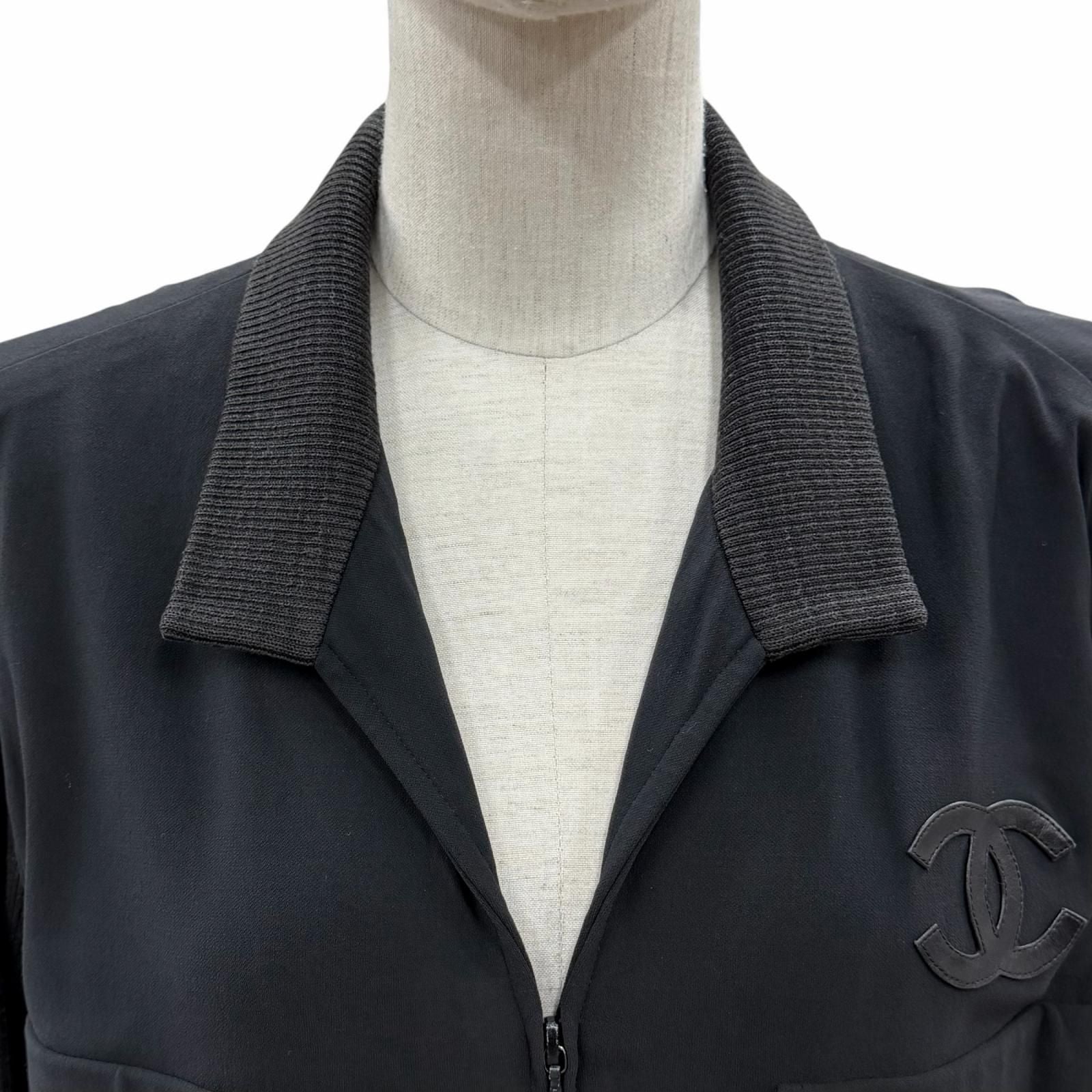 Chanel Boutique Elastane Leather CC Logo Dress Black 40 — view 4