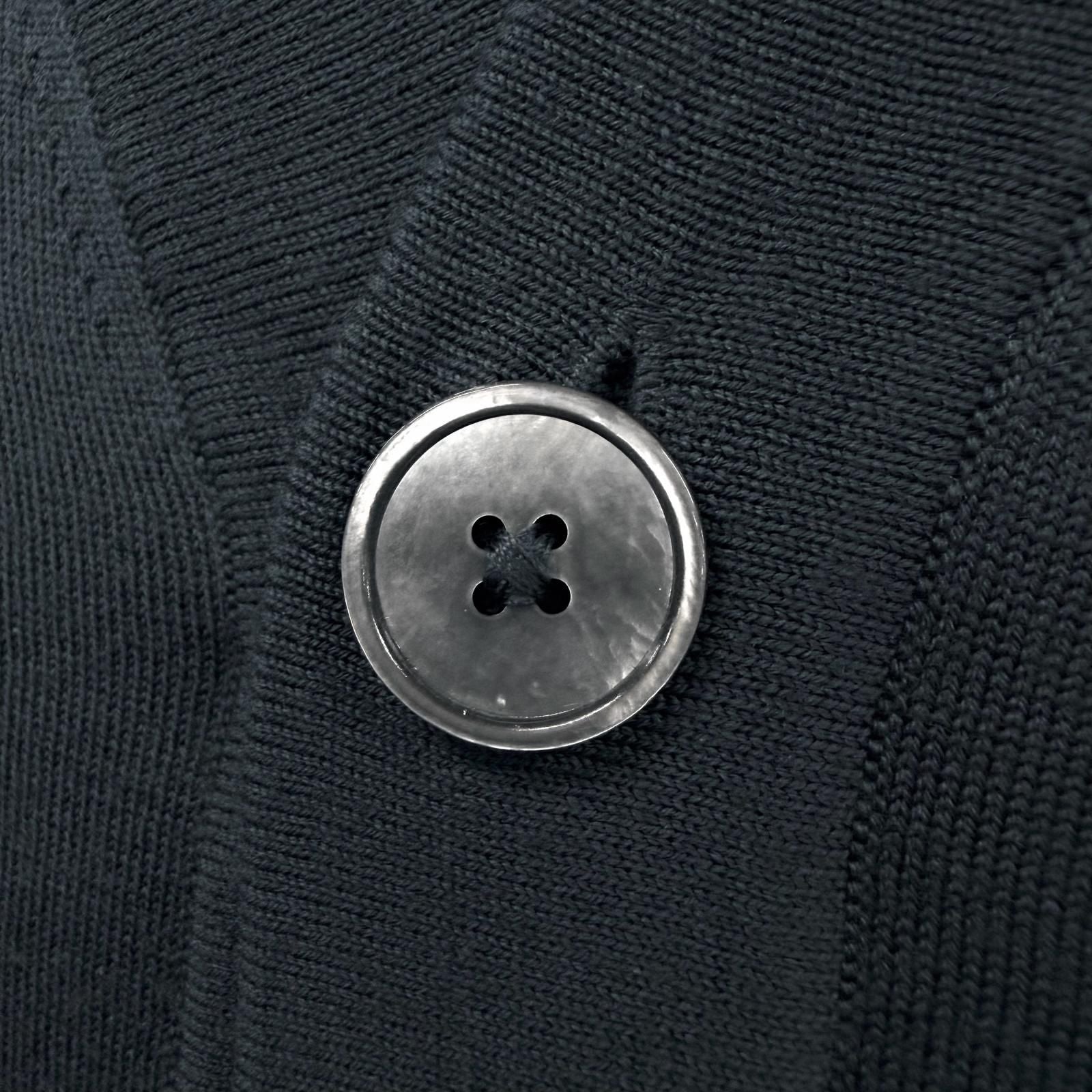 Hermes Wool Neck Shell Button High Gee Knit Cardigan Navy — view 5