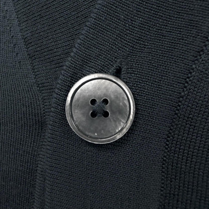 Hermes Wool Neck Shell Button High Gee Knit Cardigan Navy — view 5