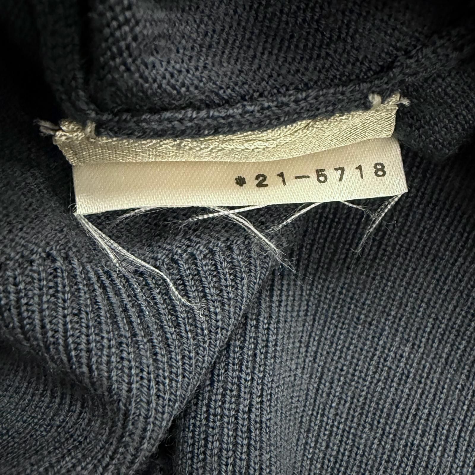 Hermes Wool Neck Shell Button High Gee Knit Cardigan Navy — view 9