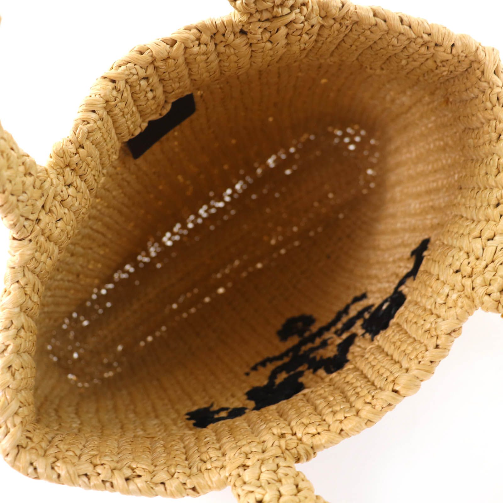 Prada Small Crochet Tote Raffia Handbag Natural — view 8