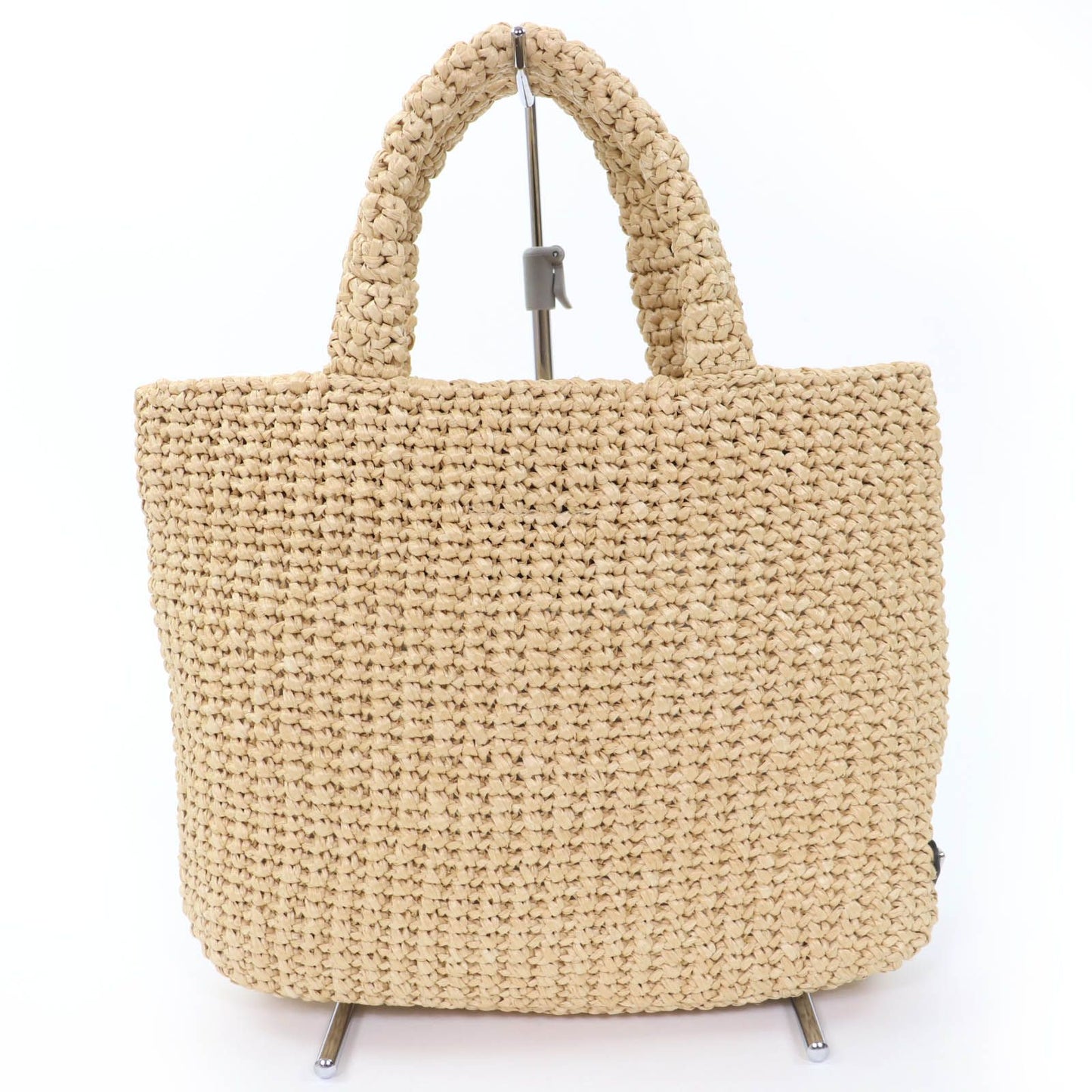 Prada Small Crochet Tote Raffia Handbag Natural — view 3
