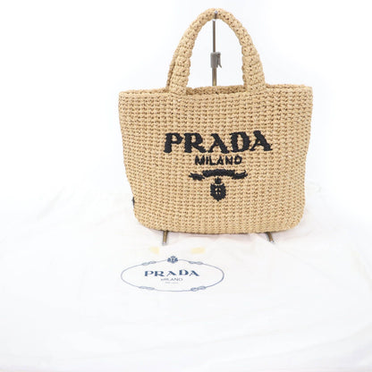 Prada Small Crochet Tote Raffia Handbag Natural — view 2
