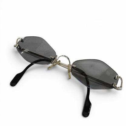 Cartier Rimless Two Point Logo Eyewear Sunglasses Silver Black 20