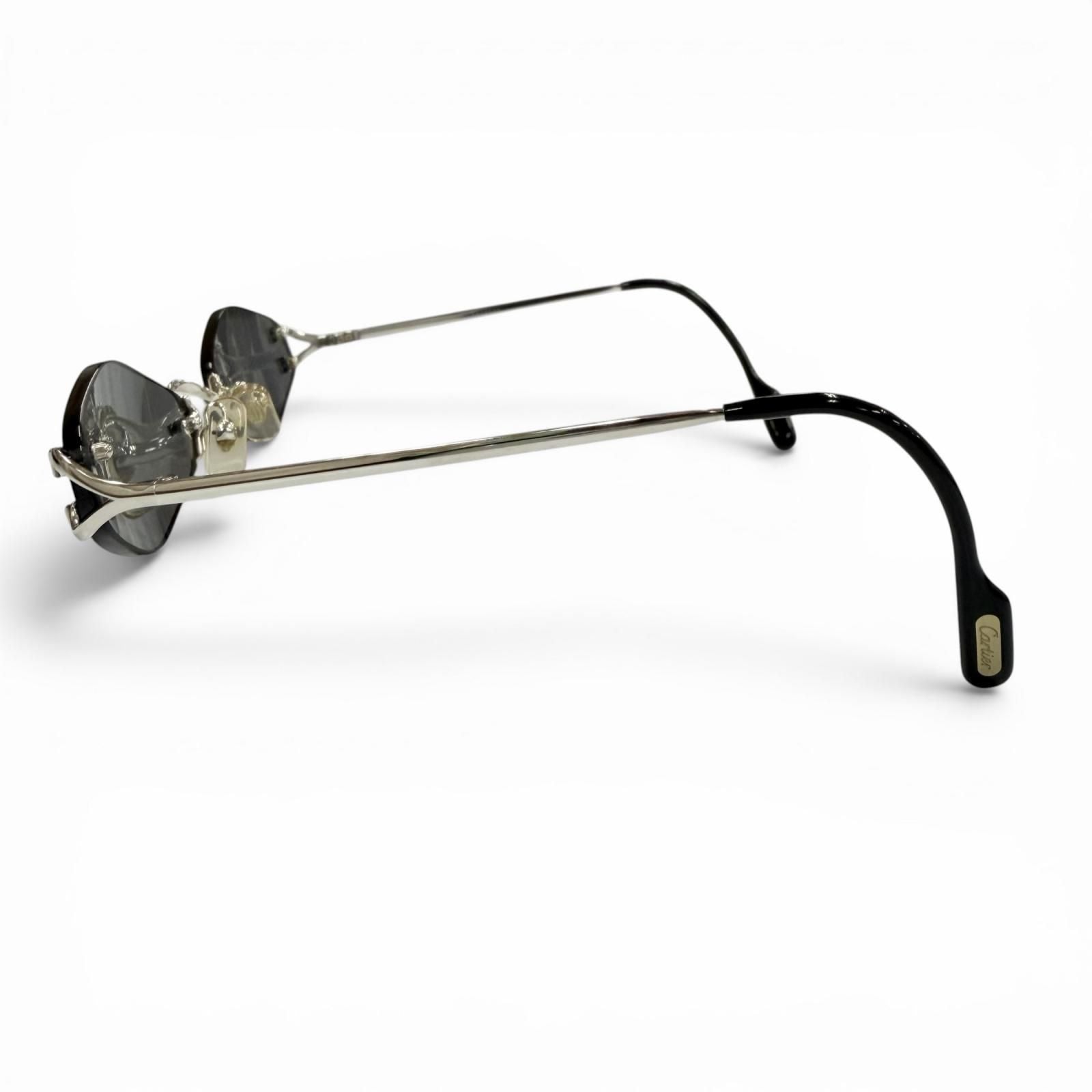 Cartier Rimless Two Point Logo Eyewear Sunglasses Silver Black 20 — view 4