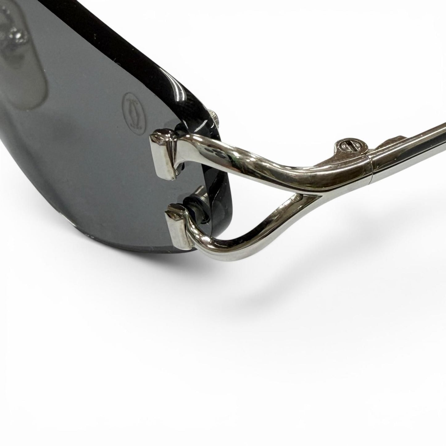 Cartier Rimless Two Point Logo Eyewear Sunglasses Silver Black 20 — view 7