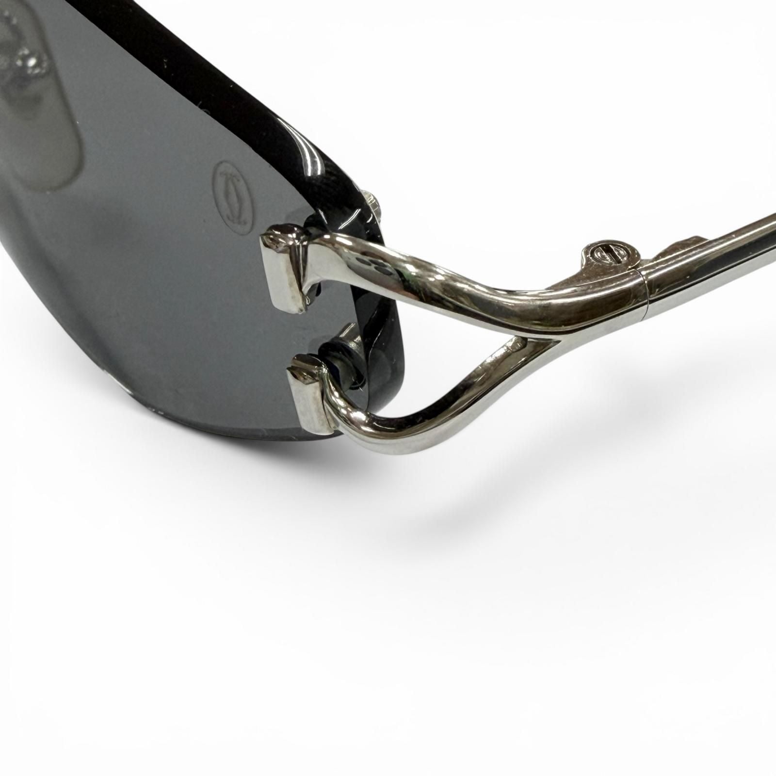 Cartier Rimless Two Point Logo Eyewear Sunglasses Silver Black 20 — view 7