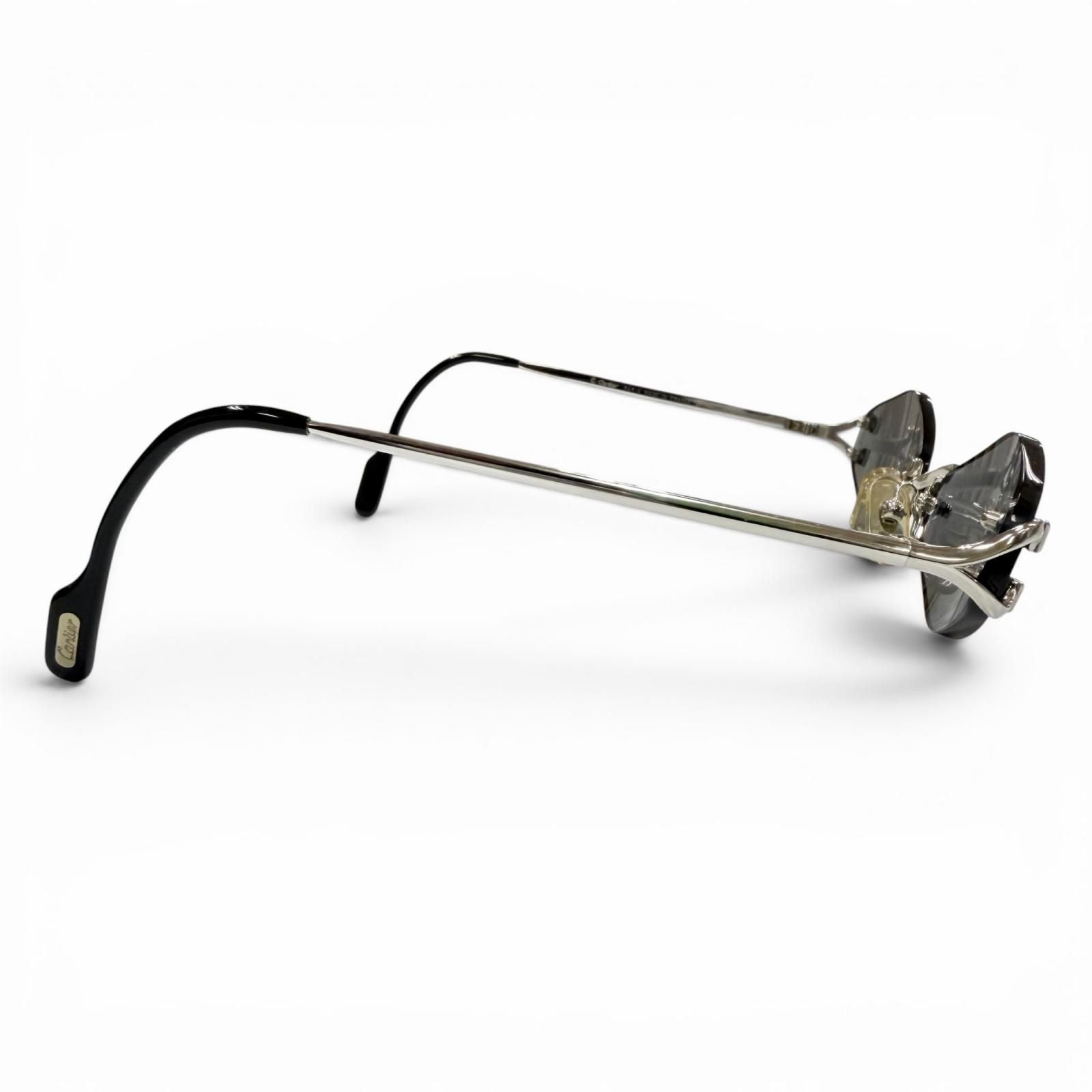 Cartier Rimless Two Point Logo Eyewear Sunglasses Silver Black 20 — view 5
