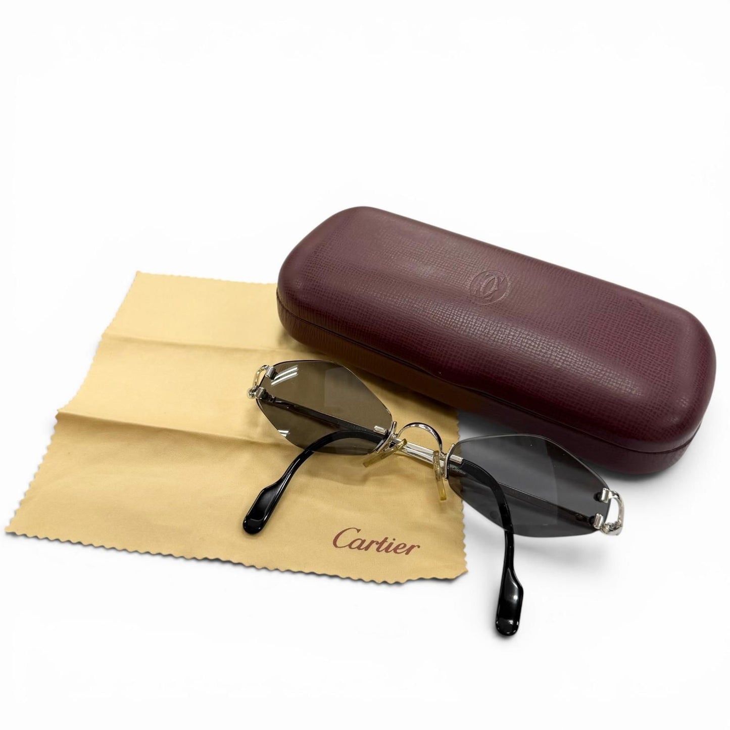 Cartier Rimless Two Point Logo Eyewear Sunglasses Silver Black 20 — view 2