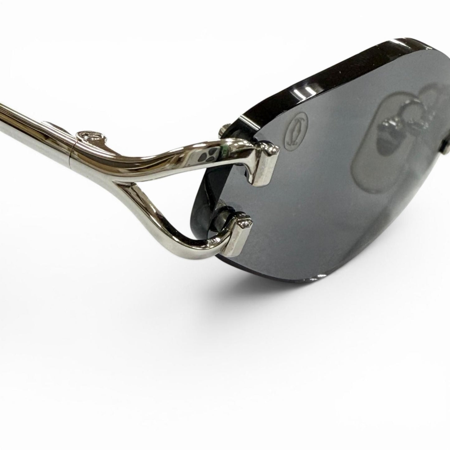Cartier Rimless Two Point Logo Eyewear Sunglasses Silver Black 20 — view 8