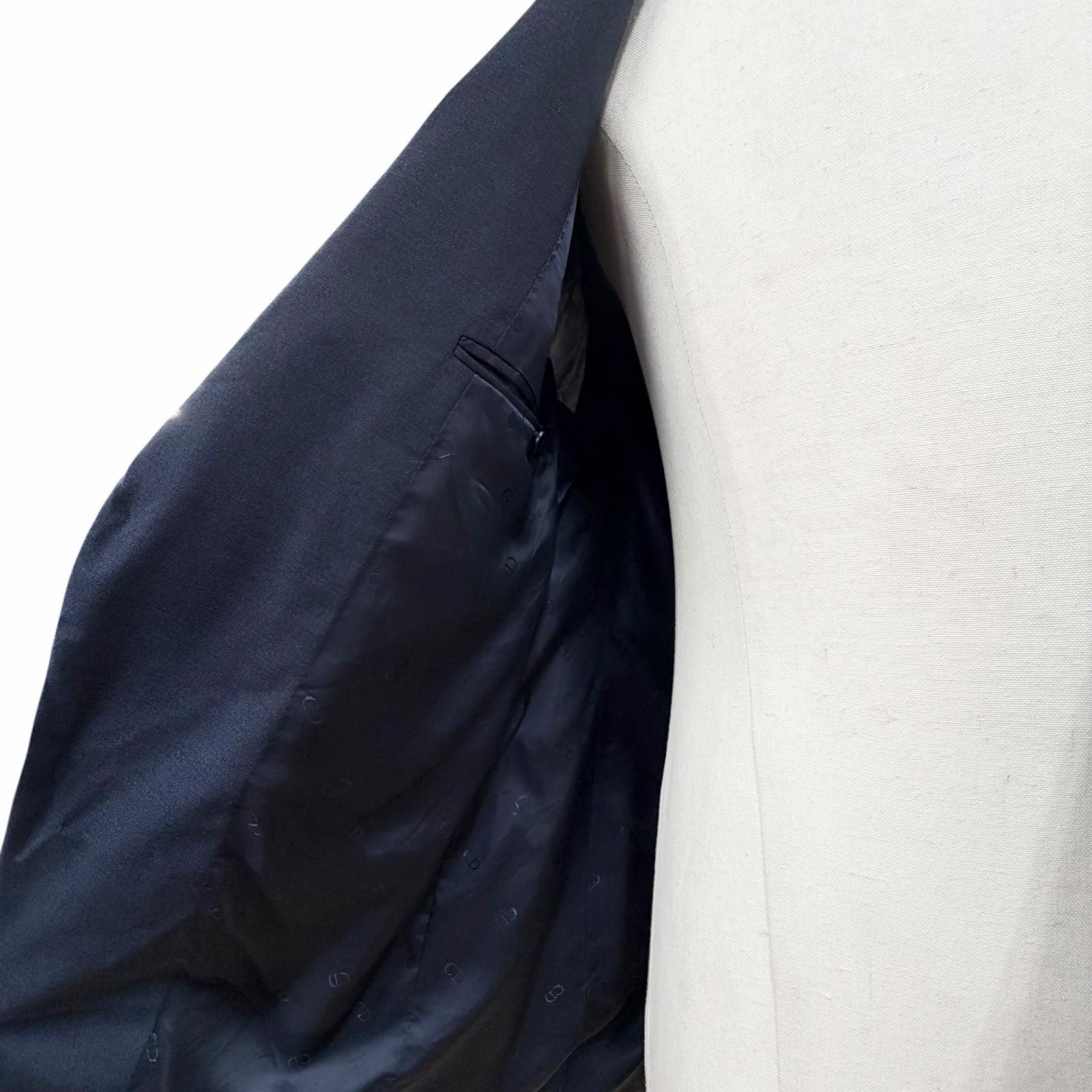 Dior Homme Wool Silk Logo Button Single Jacket Tailored Navy 50 — view 5