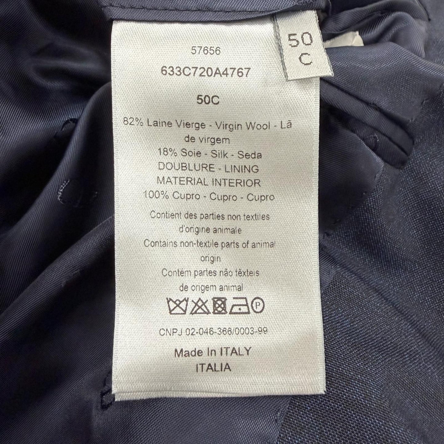 Dior Homme Wool Silk Logo Button Single Jacket Tailored Navy 50 — view 8