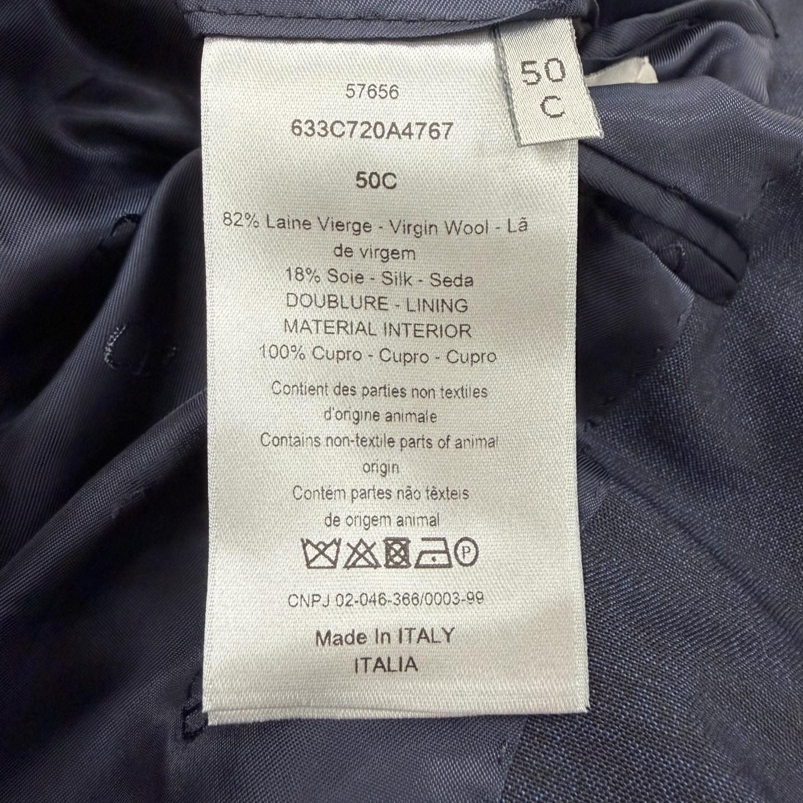 Dior Homme Wool Silk Logo Button Single Jacket Tailored Navy 50 — view 8