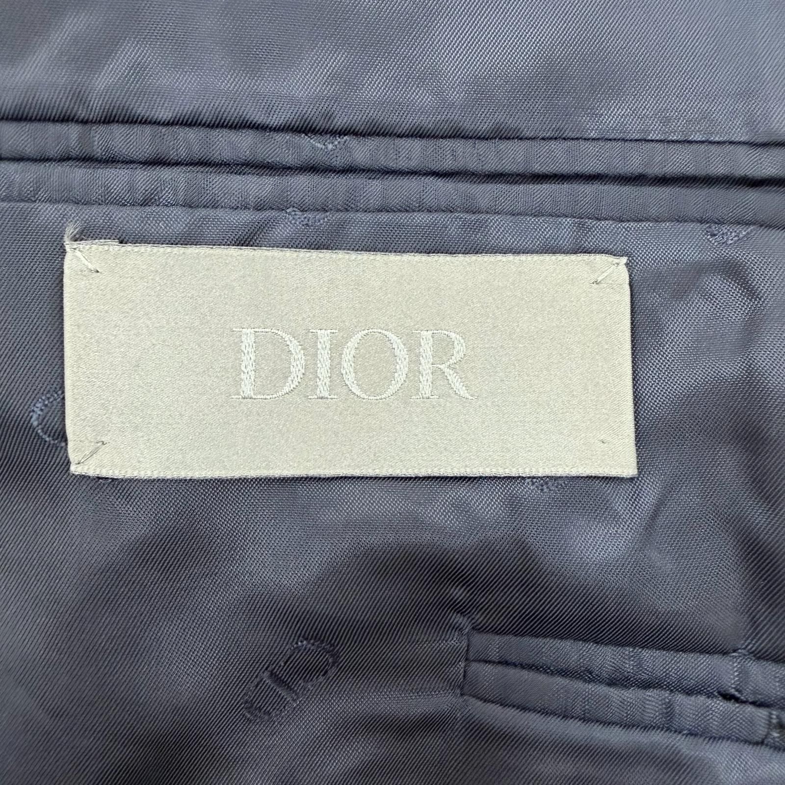 Dior Homme Wool Silk Logo Button Single Jacket Tailored Navy 50 — view 7
