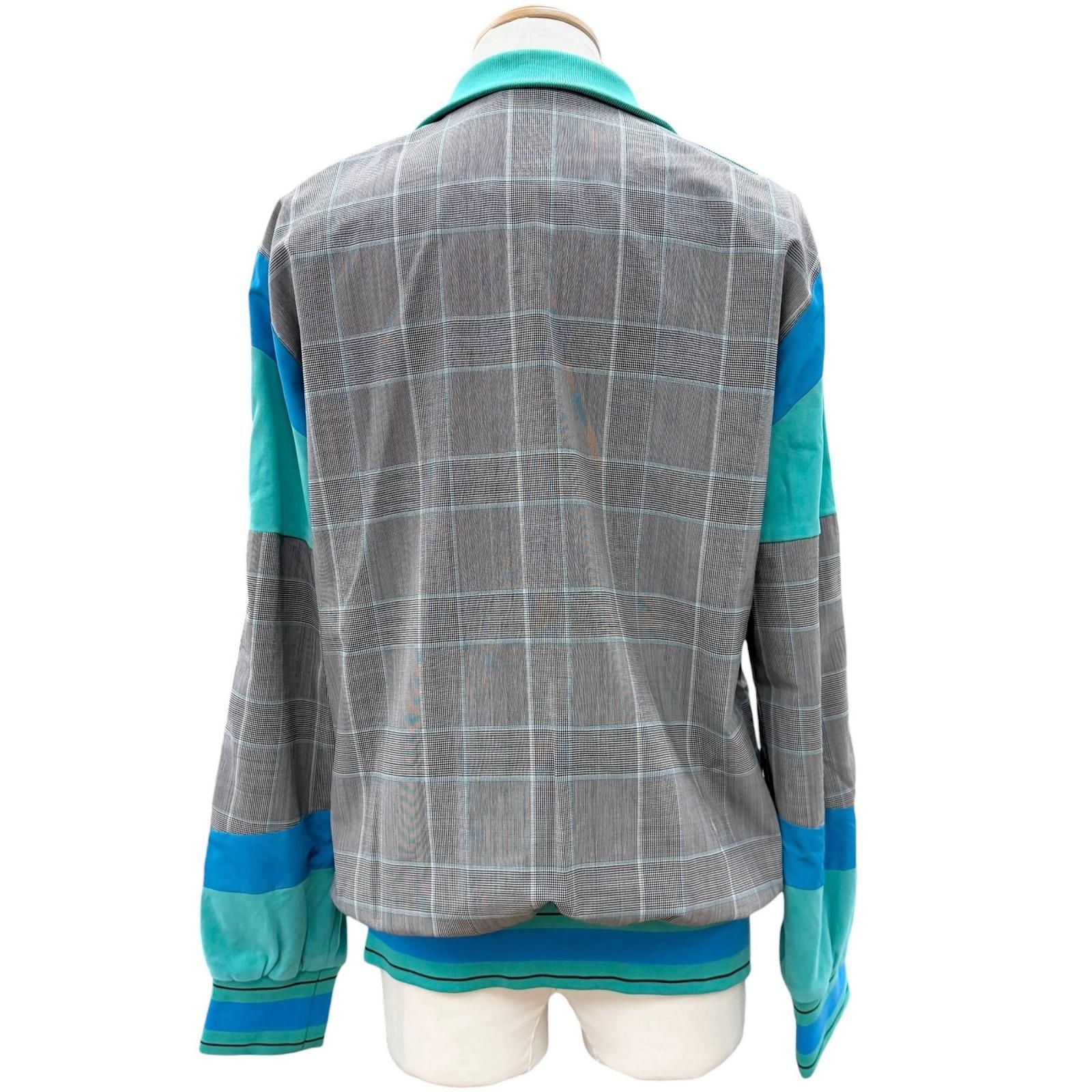 Dolce & Gabbana Black Tag Plaid Leather Patch Jacket Pants Set Gray Blue 46 — view 5