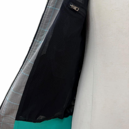 Dolce & Gabbana Black Tag Plaid Leather Patch Jacket Pants Set Gray Blue 46 — view 6