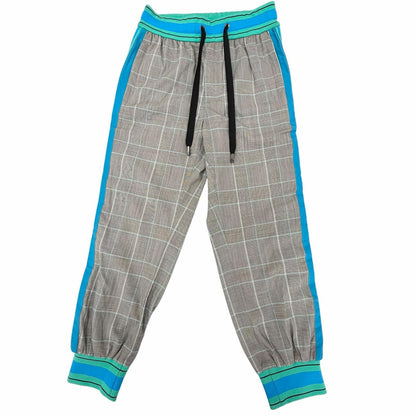 Dolce & Gabbana Black Tag Plaid Leather Patch Jacket Pants Set Gray Blue 46 — view 7