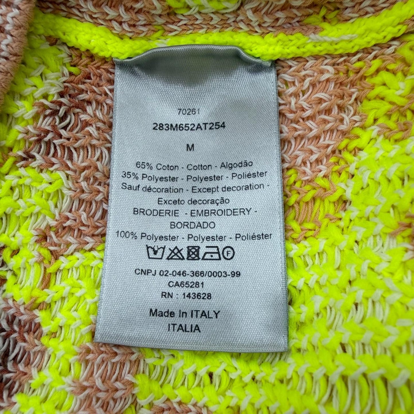 Dior Homme Logo Embroidery Technical Cotton Jacquard Knit Sweater Yellow Brown — view 7