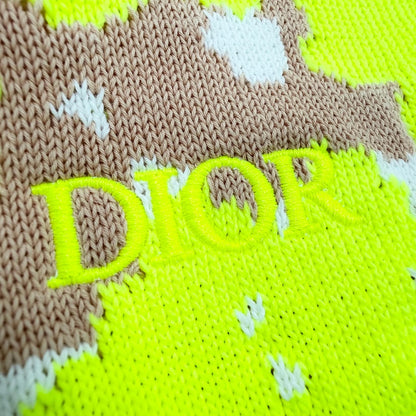 Dior Homme Logo Embroidery Technical Cotton Jacquard Knit Sweater Yellow Brown — view 5