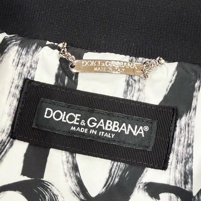 Dolce & Gabbana Black Tag Graffiti Zip Up Padded Bomber Jacket White — view 8