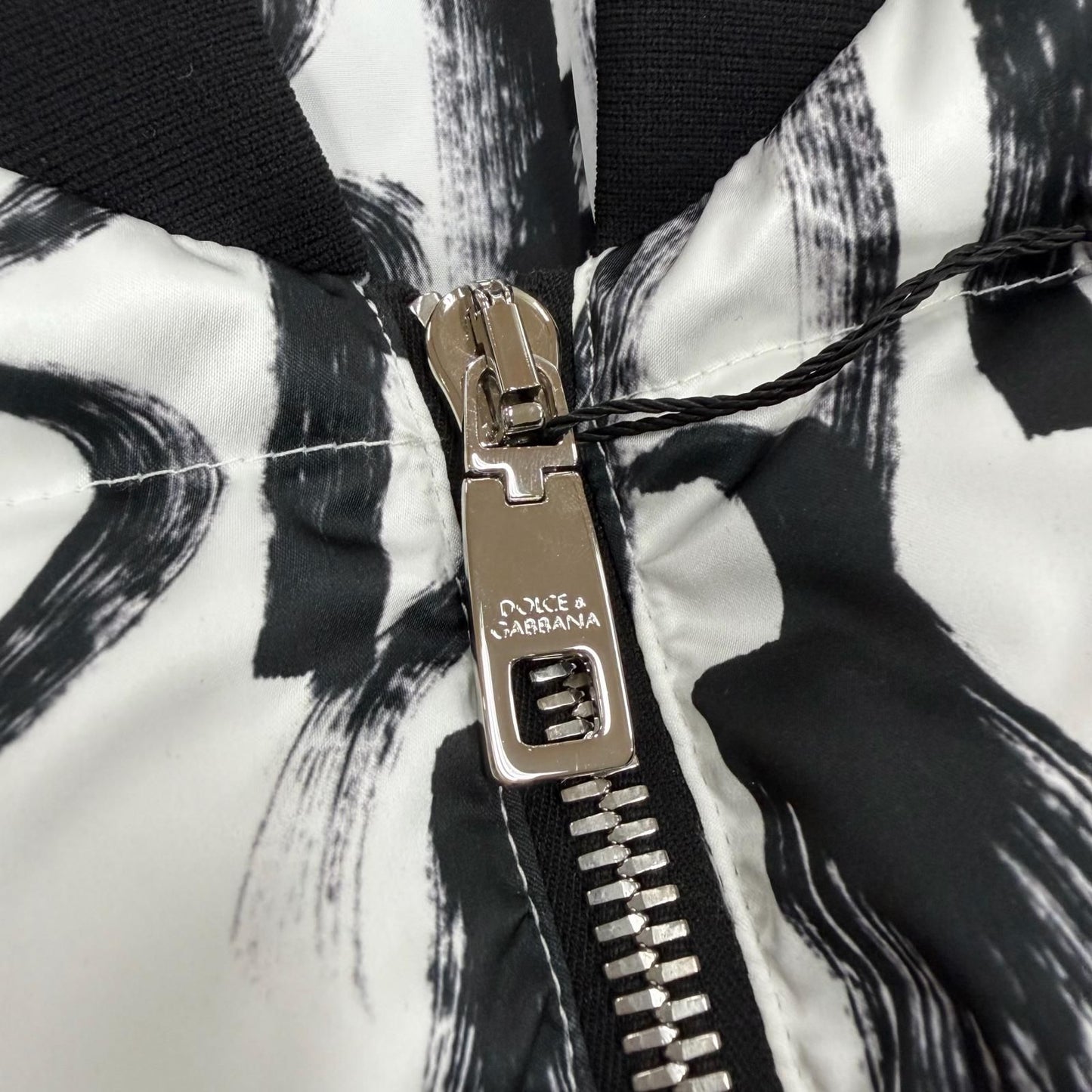Dolce & Gabbana Black Tag Graffiti Zip Up Padded Bomber Jacket White — view 6