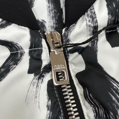 Dolce & Gabbana Black Tag Graffiti Zip Up Padded Bomber Jacket White — view 6
