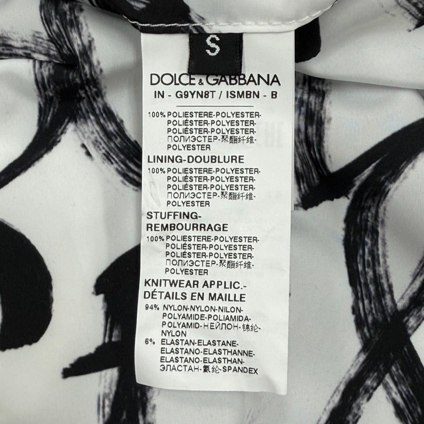 Dolce & Gabbana Black Tag Graffiti Zip Up Padded Bomber Jacket White — view 9