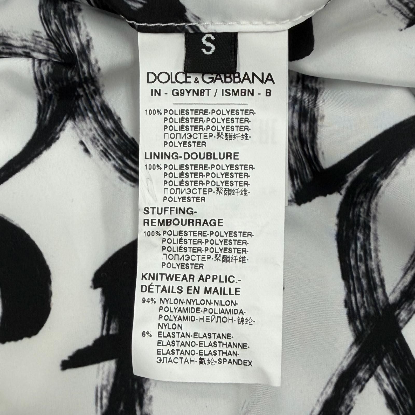 Dolce & Gabbana Black Tag Graffiti Zip Up Padded Bomber Jacket White — view 9