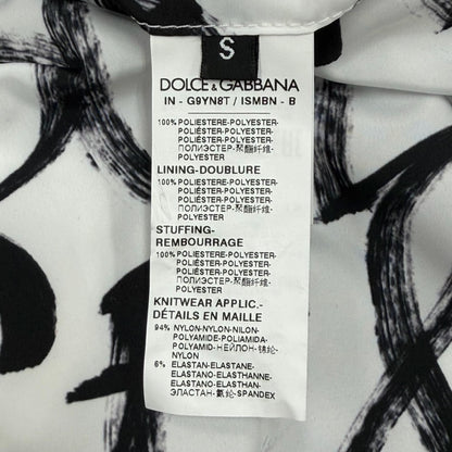 Dolce & Gabbana Black Tag Graffiti Zip Up Padded Bomber Jacket White — view 9
