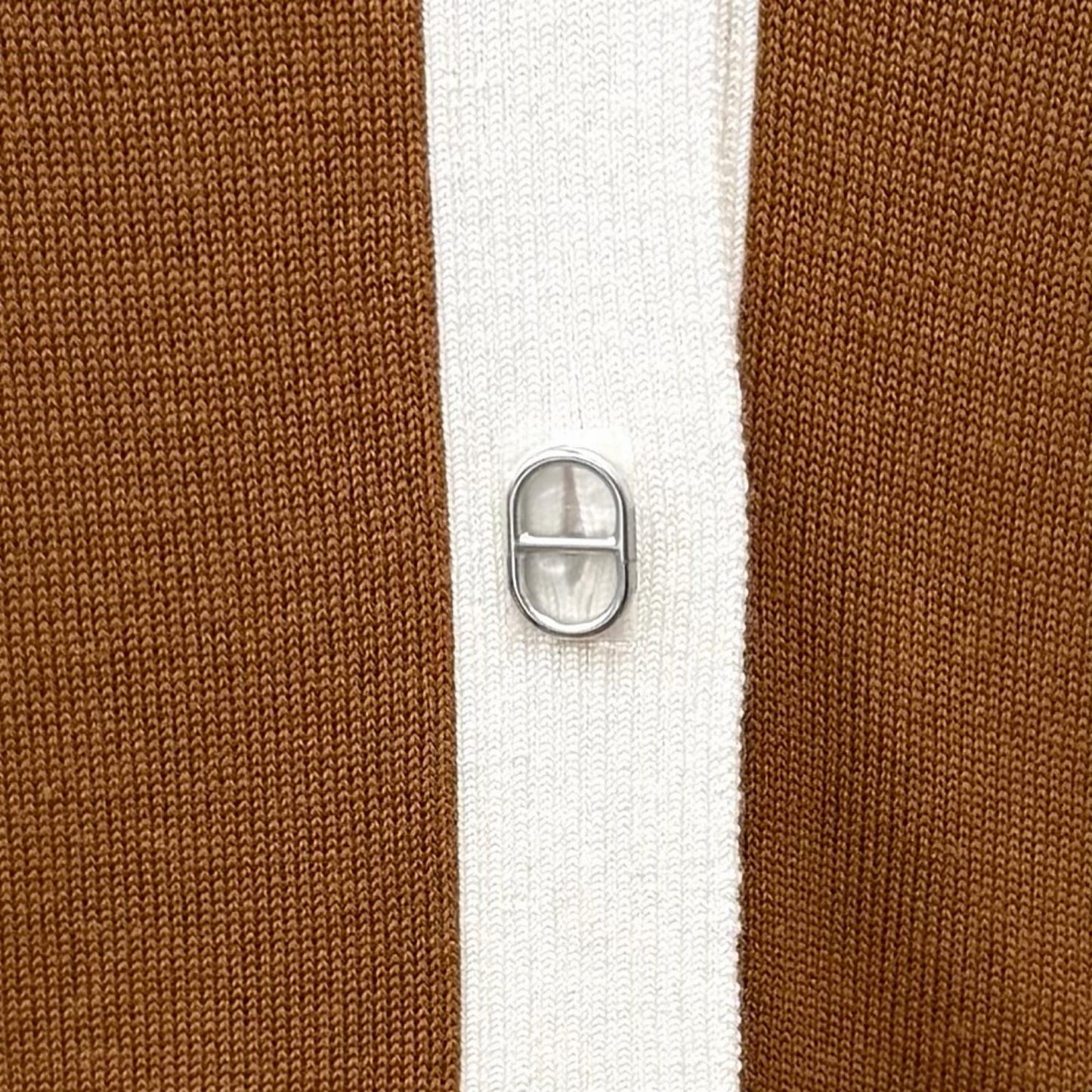 Hermes Knit Cardigan Chene D'ancre Cashmere Silk Blend Silver Neck Short Sleeve — view 6
