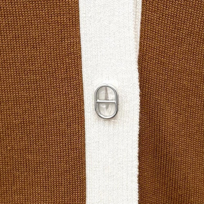 Hermes Knit Cardigan Chene D'ancre Cashmere Silk Blend Silver Neck Short Sleeve — view 6