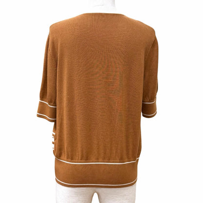 Hermes Knit Cardigan Chene D'ancre Cashmere Silk Blend Silver Neck Short Sleeve — view 3