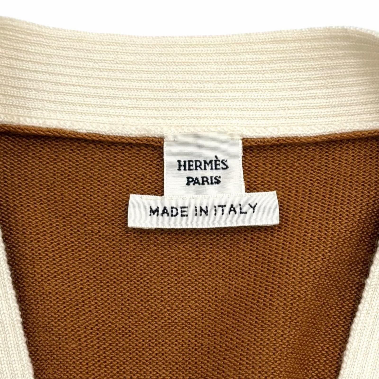 Hermes Knit Cardigan Chene D'ancre Cashmere Silk Blend Silver Neck Short Sleeve — view 7