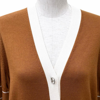 Hermes Knit Cardigan Chene D'ancre Cashmere Silk Blend Silver Neck Short Sleeve — view 4