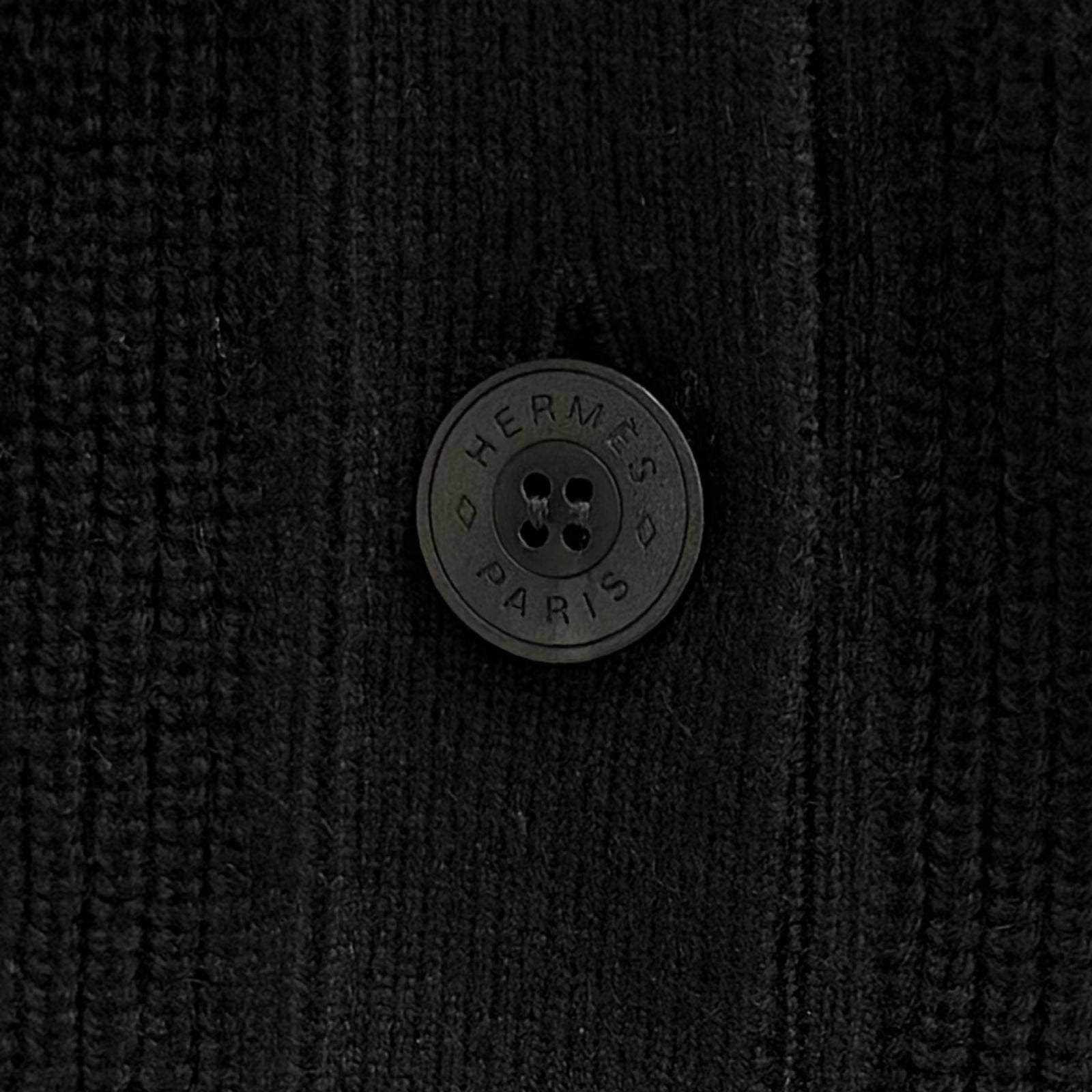Hermes Cashmere Series Button Neck Knit Vest Black 36 UK — view 5