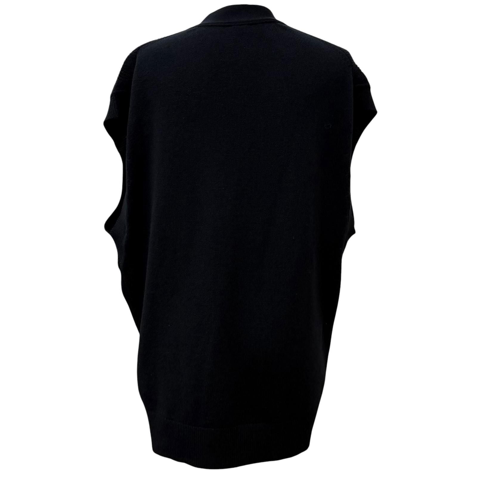 Hermes Cashmere Series Button Neck Knit Vest Black 36 UK — view 3