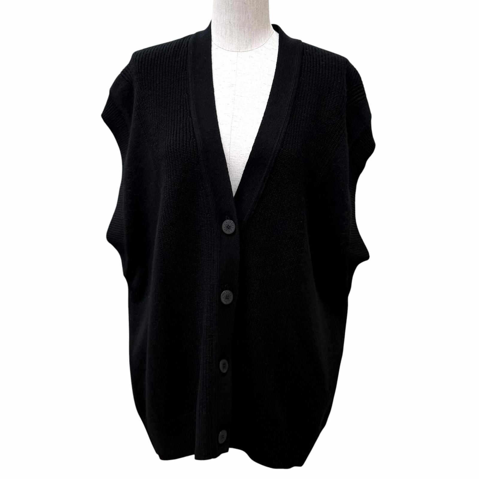 Hermes Cashmere Series Button Neck Knit Vest Black 36 UK