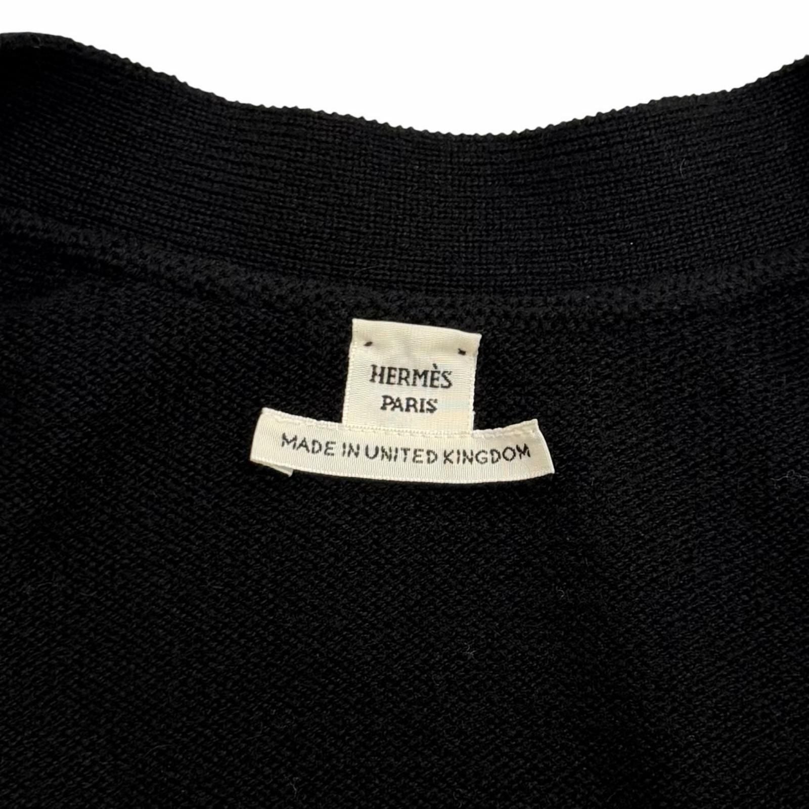 Hermes Cashmere Series Button Neck Knit Vest Black 36 UK — view 6