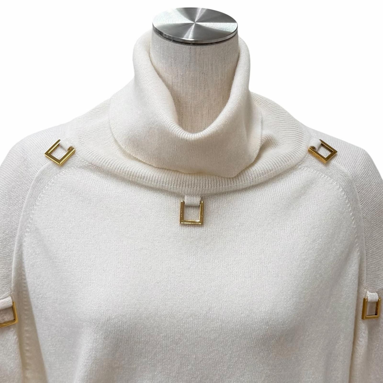 Louis Vuitton Logo Turtleneck Cashmere Dress Off White — view 4