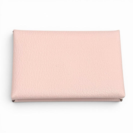 Hermes Calvi Rose Darling Chevre Business Card Holder Case