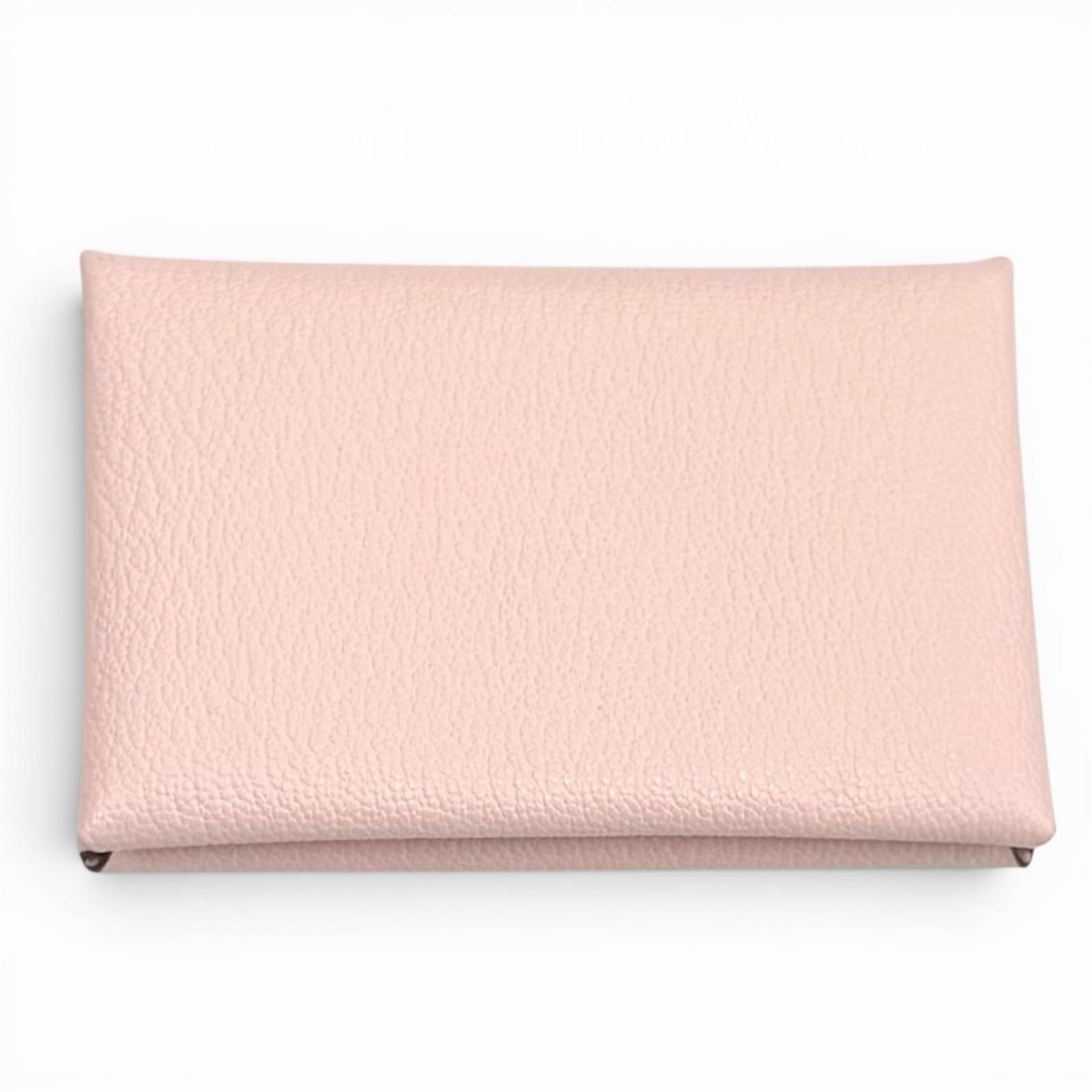 Hermes Calvi Rose Darling Chevre Business Card Holder Case — view 3